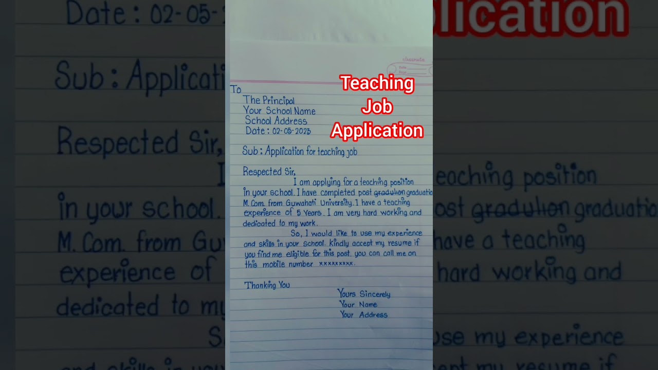 How To Write Teaching Job Application