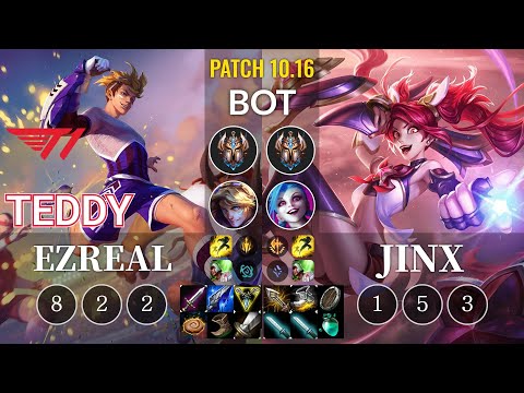 T1 Teddy Ezreal vs Jinx Bot - KR Patch 10.16