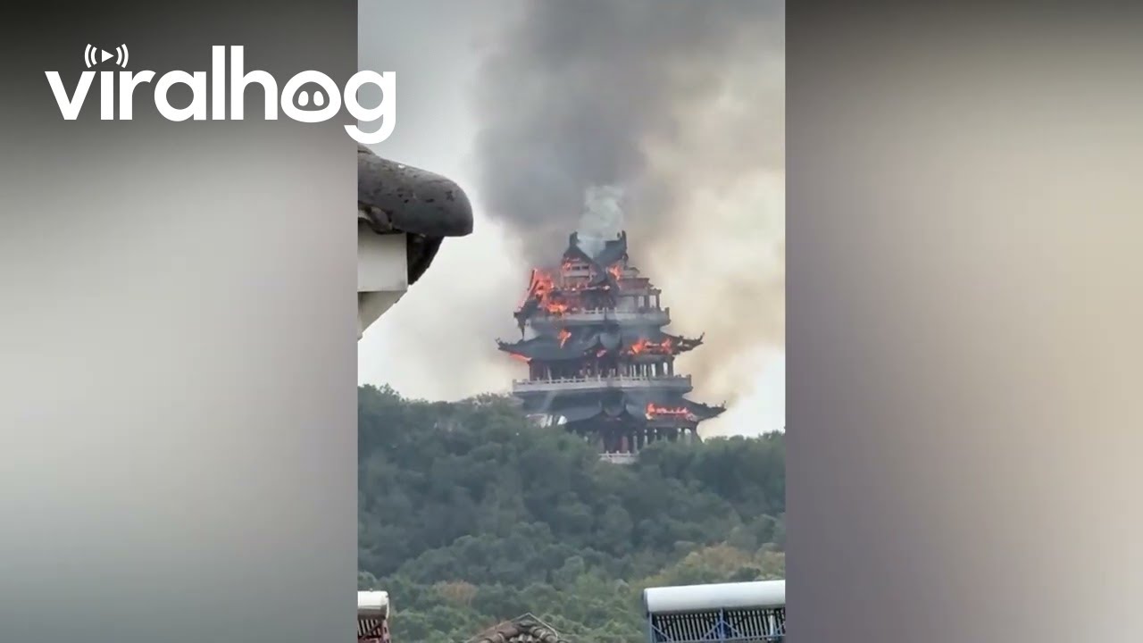 Pavilion at Sacred Temple Allegedly Set on Fire by Careless Tourist || ViralHog