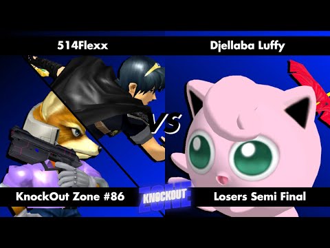 KnockOut Zone #86 - SSBM Losers Semi Final - 514Flexx (Marth/Fox) vs Djellaba Luffy (Jigglypuff)