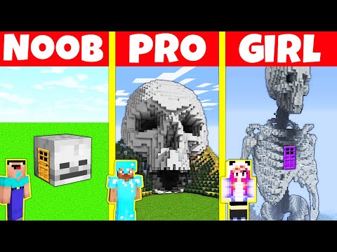 TEN - Minecraft Animations - Minecraft Battle: NOOB vs PRO vs GIRL: SKULL HOUSE BUILD CHALLENGE / Animation