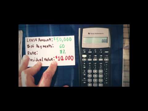 Part of a video titled Payment Of A Regular Lease With A Residual Value (BA II Plus, HB ...