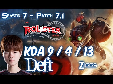 KT Deft ZIGGS vs CAITLYN ADC - Patch 7.1 KR Ranked