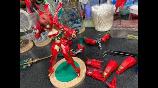 作業ライブ、メガミデバイスのホムラ、デカール貼りますその２、金箔のデカールに大苦戦