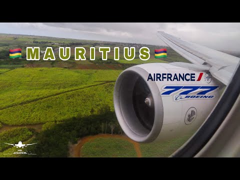 Mauritius Approach & Arrival | Hard Landing at Dream Island | Air France Boeing 777-300ER |