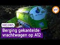 Zo werd de gekantelde vrachtwagen op de A12 geborgen | Omroep Gelderland