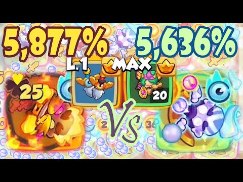 Bruiser Max Critical 5,877% VS Monk Max Critical 5,636% Top Users... PVP - Rush Royale Unique Video