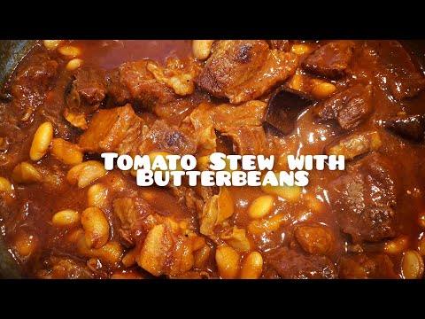 Tomato Stew with Butter beans and white rice. Yum ππ