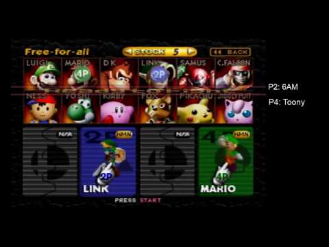 6AM (Link) vs Toony (Mario)