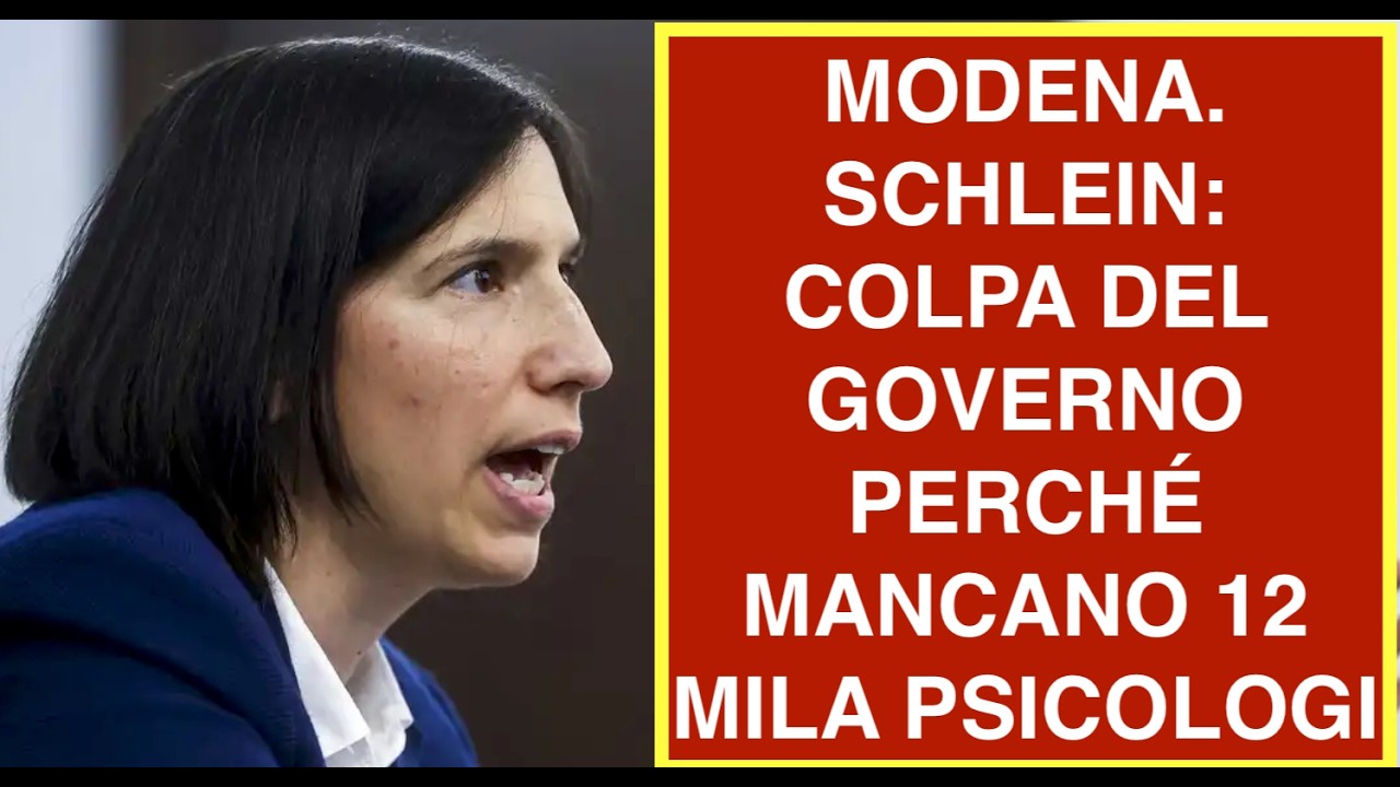MODENA. SCHLEIN: COLPA DEL GOVERNO PERCHÉ MANCANO 12 MILA PSICOLOGI