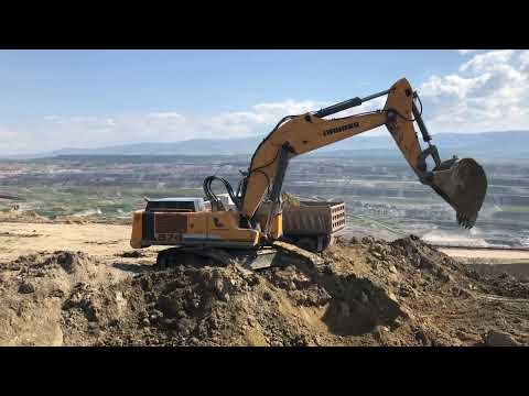 Liebherr 974 Excavator Loading MAN And Mercedes Trucks - Labrianidis Mining Works