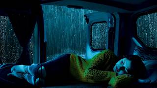 Sleep Deeply in 3 Minutes with Heavy Rain and Thunder Sounds Inside a Cozy Car Cabin for Relax