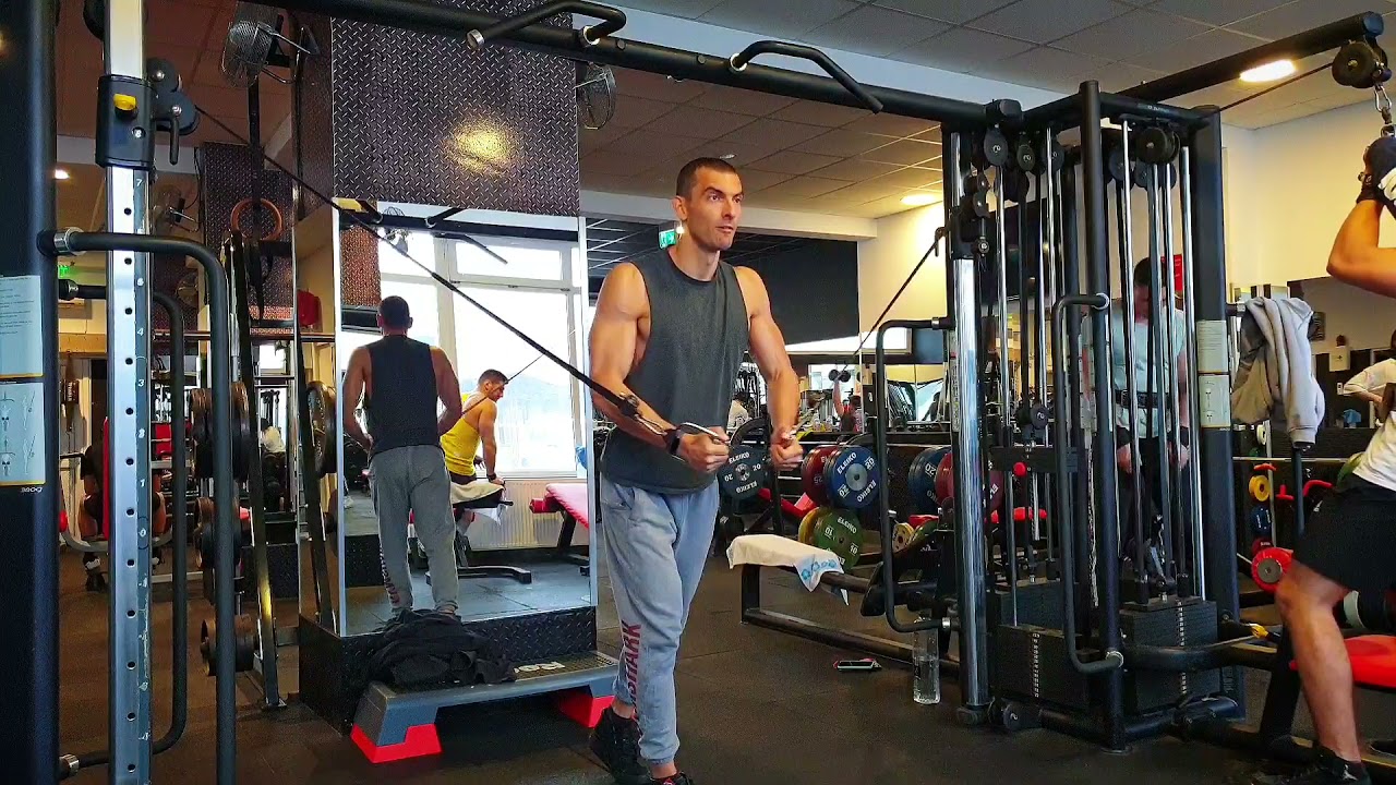 Fluturări la cabluri, din stând, cu scripeții poziționați sus