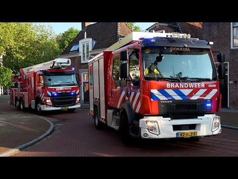 P 1, Brandweer Dokkum naar brand in parkeergarage gemeentehuis Noardeast Fryslân Legeweg Dokkum