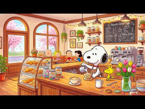 Snoopy’s Slow Spring Café Morning ☕️🌸 Soft Jazz Beats for Study, Relax & Gentle Healing Vibes