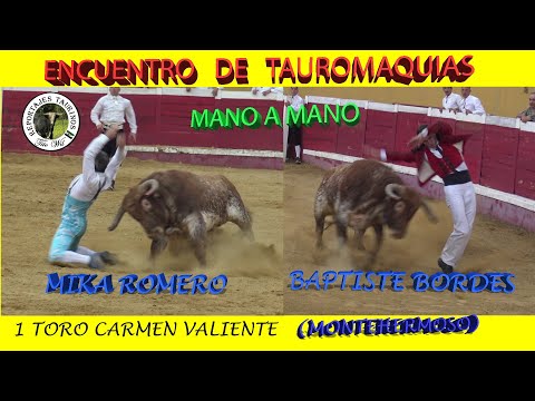 MANO A MANO ENTRE MIKA ROMERO Y BAPTISTE BORDES EN ENCUENTRO DE TAUROMAQUIAS DE MONTEHERMOSO 2022 4K