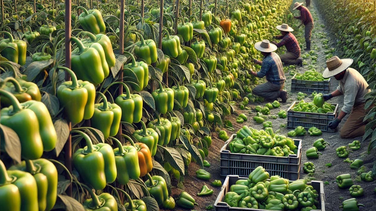 Os Agricultores Colhem E Processam Bilhões De Pimentões Dessa Maneira
