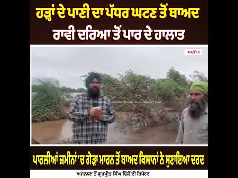 ਹੜ੍ਹਾਂ ਦੇ ਪਾਣੀ ਦਾ ਪੱਧਰ ਘਟਣ ਤੋਂ ਬਾਅਦ ਰਾਵੀ ਦਰਿਆ ਤੋਂ ਪਾਰ ਦੇ ਹਾਲਾਤ