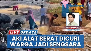 Aki Alat Berat Dicuri saat Perbaikan Sungai Guo, Warga Kuranji Terpaksa Angkat Batu Pakai Tangan