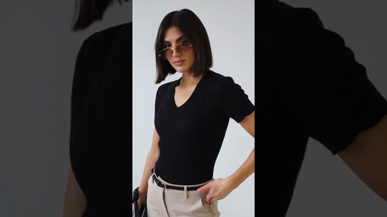 Short Sleeves Knit Jumper Black
