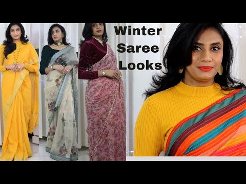 Saree with Sweater | Winter Blouses For Saree | Aanchal