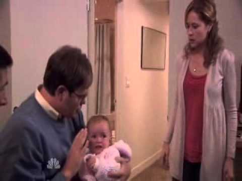 The office: Dwight with Jim and Pams baby