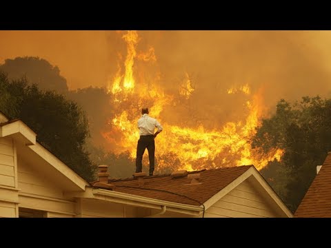 RAW California Wildfire Deputy Sheriff body Cam Flames & Smoke all around October 2017