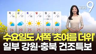 [날씨] 수요일도 서쪽 '초여름 더위'…일부 강원·충북 건조특보 [뉴스9]