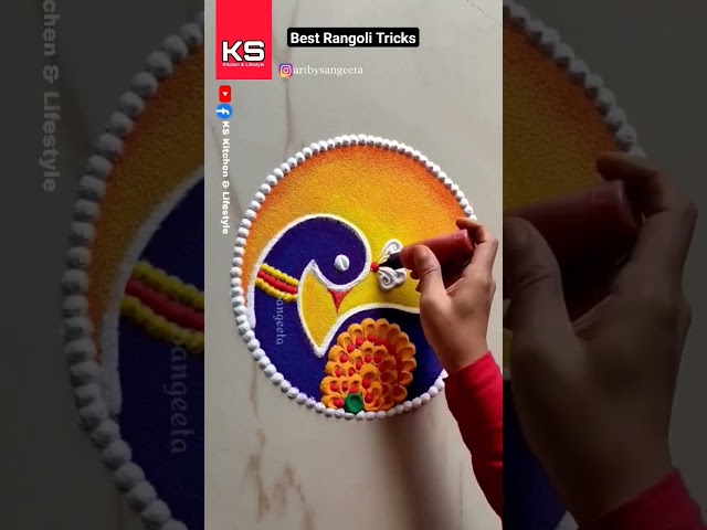 Best Rangoli Tricks ️ Simple Peacock Rangoli Design ️ Diwali Rangoli
