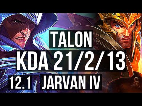 TALON vs JARVAN IV (JNG) | 74% winrate, 21/2/13, Legendary, Rank 6 Talon | EUW Challenger | 12.1