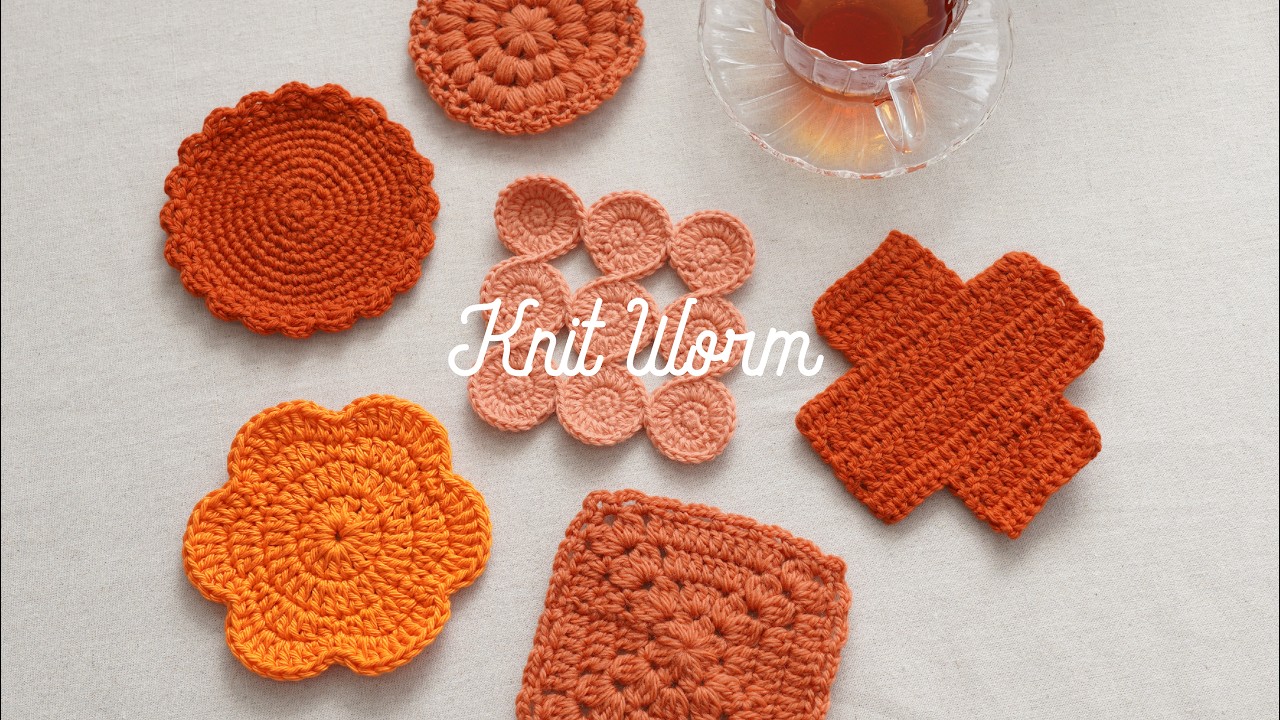 【かぎ針編み】初心者でも編めるコースター6種類｜モチーフ編みの編み方
