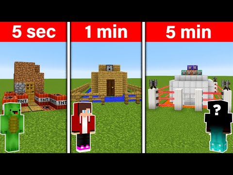 WE BUILT THE BEST SECURITY HOUSE! 5 SECONDS VS 1 MIN VS 5 MIN - Minecraft