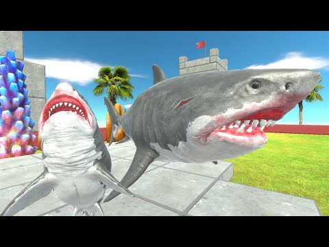 Baby Megalodon vs all Dinosaurs - Animal Revolt Battle Simulator