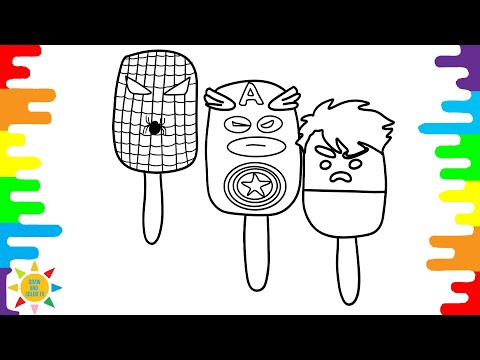 Superheroes Ice Cream Coloring Pages | Spiderman Ice Cream Coloring | Hulk Ice Cream Coloring