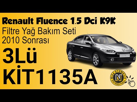Renault Fluence 1.5 Dci K9K Filtre Yağ Bakım Seti 2010 Sonrası 3Lü KİT1135A