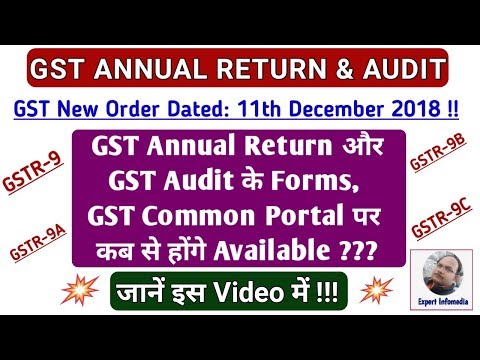 Latest: कब GST Annual Return और Audit Formats GST Portal पर AVAILABLE होंगे ? Order Dtd 11.12.2018!!