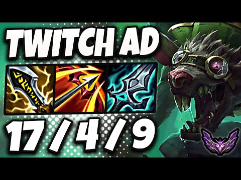Twitch vs Ezreal ADC [ QuadraKill ] Lol Korea Master Patch 25.13
