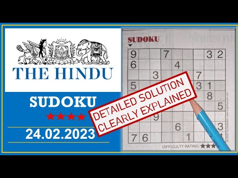 Video# - 420  How to Solve 4 Star Hindu Sudoku Feb 24, 2023 - Step by Step Solution