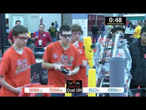 2015 VRC Engr Q184 - 5839A 7010A vs 8513 4309A - 49 to 24 - VEX Worlds 2015 - Engineering Division