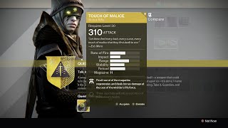 Destiny - Getting the Touch of Malice (Exotic Scout Rifle) Hunger Pangs Quest Reward