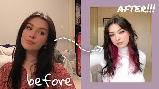 bleaching my hair for the first time EVER!!!!!! (black to pink hair transformation)
