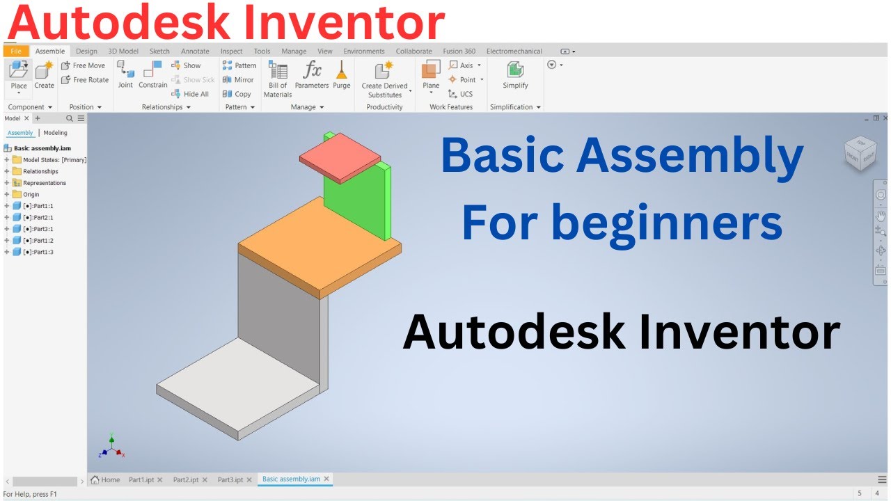 Autodesk Inventor Basic Assembly Tutorial for Beginners | Step-by-Step Guide