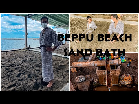 Beppu beach sand bath .