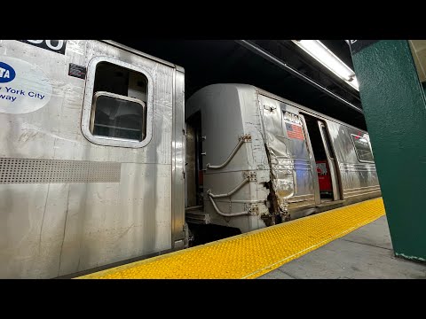 ᴴᴰᴿ ⁴ᴷ⁶⁰ Scrap Train Consisting Of Damaged R46 And R142 Subway Cars Being Towed To Concourse Yard