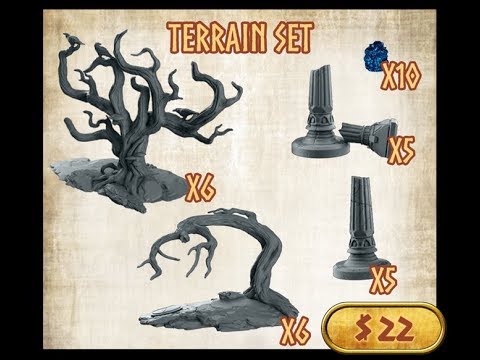 The Purge: # 1564 Mythic Battles: Pantheon - 3D Terrain Set: A cosmetic upgrade to the trees and ruins