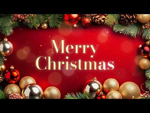 3 HOURS of Christmas Video Loop Wallpaper Screesaver 3 hours [red background with Merry Christmas]