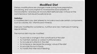 Balanced diet, modified diet and menu planning