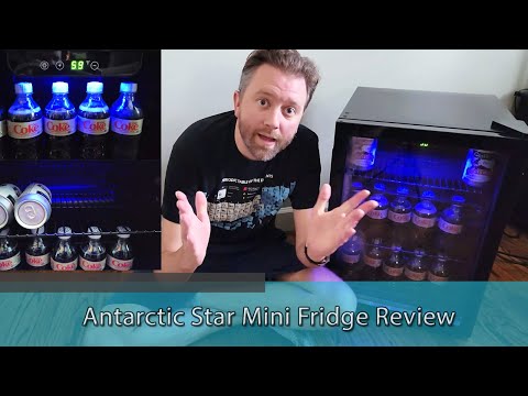Antarctic Star Mini Fridge -130 Can Beverage Refrigerator CoolerGlass Door for Soda Beer or Wine Constant Glass Door Small Drink Dispenser for Home, Office Bar 3.2cu.ft video review thumbnail