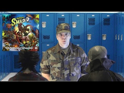 Smash Up Board Game Tackled by a Scary Pair