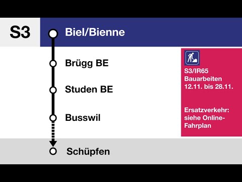 BLS Ansagen » S3 Biel/Bienne — Schüpfen | Bauarbeiten | SLBahnen